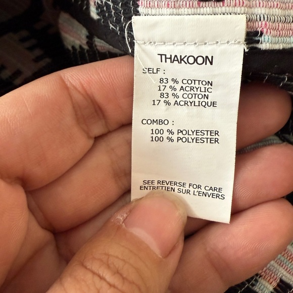 Thakoon Addition Black and White Geometric Print Poncho{8} - Picture 8 of 8